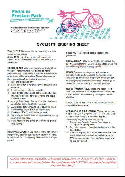 cyclists briefing